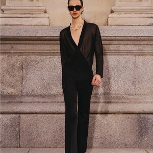 Elegant Black Sheer Dress shirt